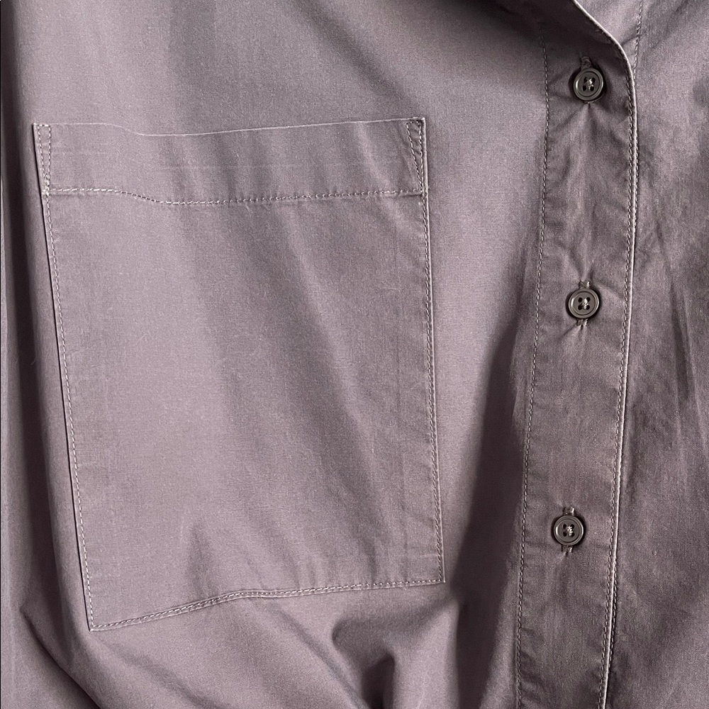GARAGE Taupe Gray Cropped Button Down Shirt, Size M - Picture 4 of 7